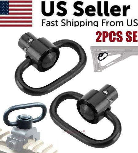 2PCS Heavy Duty Flush Push Button Quick Detach 1.25" Rifle QD Sling Swivel Mount
