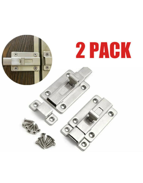 Load image into Gallery viewer, 2Pcs Stainless Steel Latch Sliding Silver Doors Lock Keyless Door Bolt for Doors
