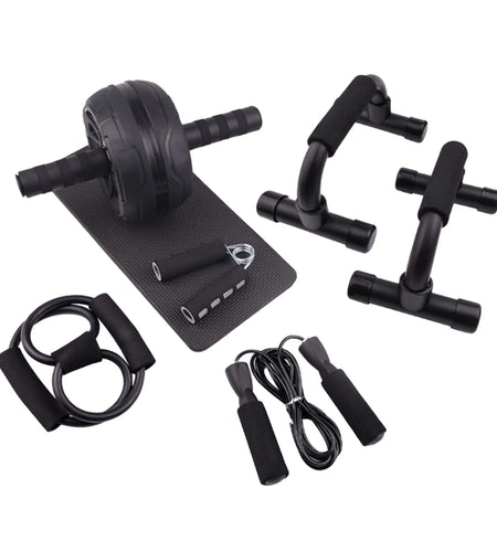 Abs Roller Wheel Indoor Fitness Equipment Set Home Gym Workout Chest Expander Green