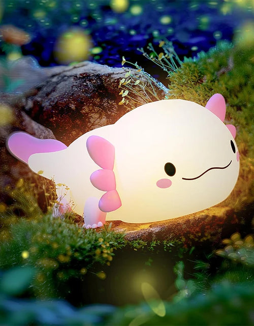 Load image into Gallery viewer, Cute Axolotl Night Light Silicone Nursery Sleeping Lamp Touch Control Nightlights USB Rechargeable Table Lamp for Baby Child
