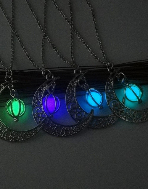 Load image into Gallery viewer, Fashion Moon Natural Glowing Stone Healing Necklace Women Gift Charm Luminous Pendant Necklace Jewelry
