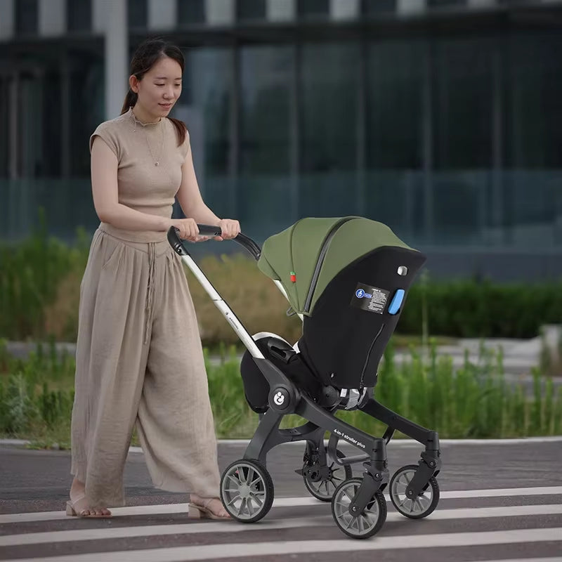 New Baby Stroller 4In1 Multifunctional Newborn Baby Carriage 3In1 Stroller Foldable Basket Type Seat