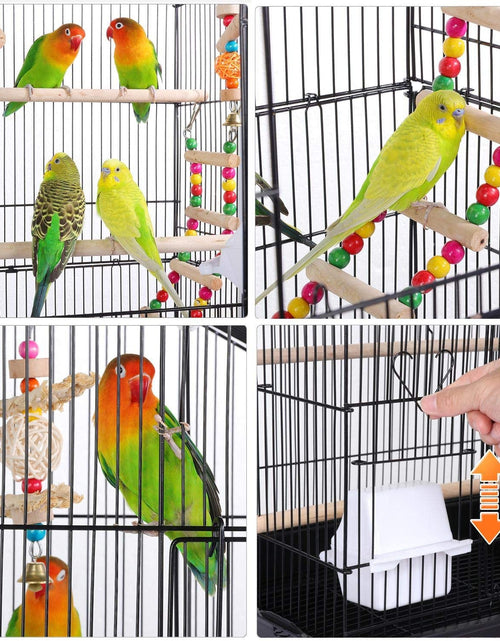 Load image into Gallery viewer, 39-Inch Roof Top Large Flight Parrot Bird Cage for Small Quaker Parrot Cockatiel Sun Parakeet Green Cheek Conure Budgie Finch Lovebird Canary Pet Bird Cage W/Toys
