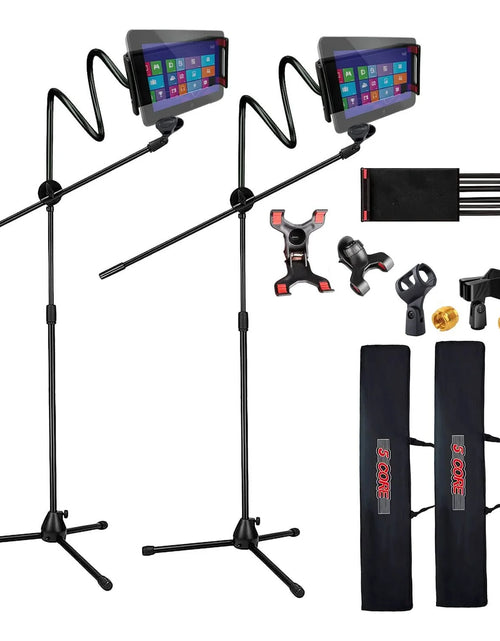 Load image into Gallery viewer, 5 Core Tripod Mic Stand W Phone Holder Height Adjustable Microphone Mount Stands
