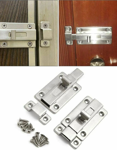 Load image into Gallery viewer, 2Pcs Stainless Steel Latch Sliding Silver Doors Lock Keyless Door Bolt for Doors
