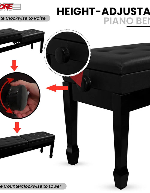 Load image into Gallery viewer, 5CORE Duet Piano Bench W Storage for Two Wooden Adjustable Keyboard Stool - Adults &amp; Kids
