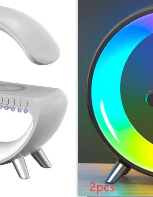 Load image into Gallery viewer, New Intelligent G Shaped LED Lamp Bluetooth Speake Wireless Charger Atmosphere Lamp App Control for Bedroom Home Decor
