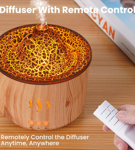 Essential Oil Diffuser,400Ml Flame Diffuser, Air Humidifier with Remote Control,For Bedroom Home, Wood Color