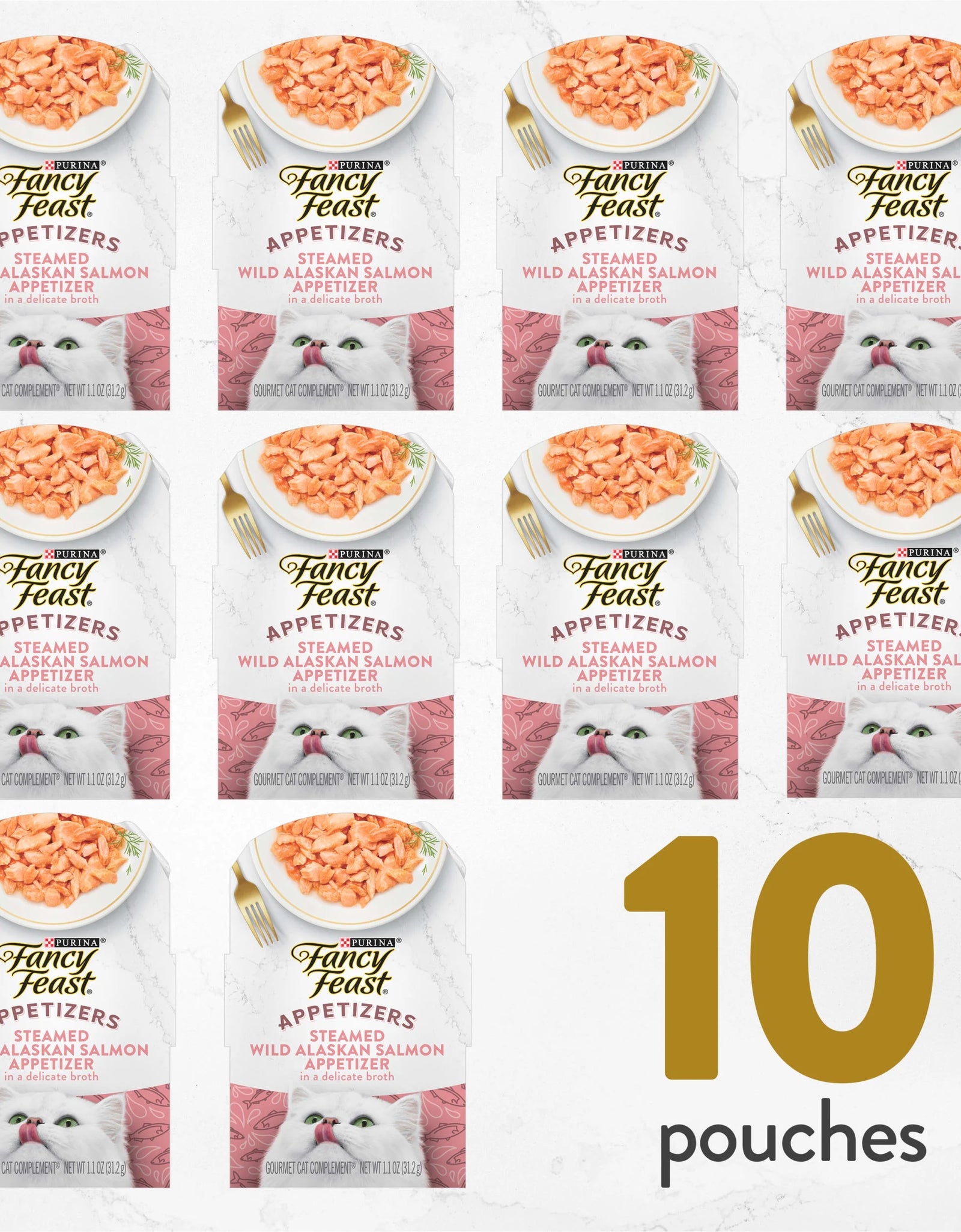 Purina  Appetizers Wet Cat Food, Steamed Alaskan Salmon, 1.1 Oz Trays (10 Pack)