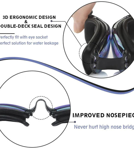 Clear Comfortable Swimming Goggles UV- Anti-Fog Swim Glasses Mirror Adult & Kids