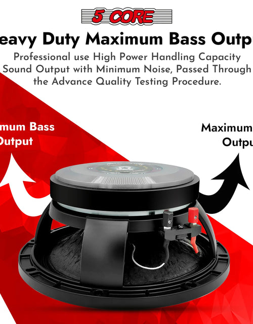 Load image into Gallery viewer, 5 CORE 10 Inch Subwoofer Speaker 600W Max 4 Ohm Full Range Replacement DJ Bass Loudspeaker
