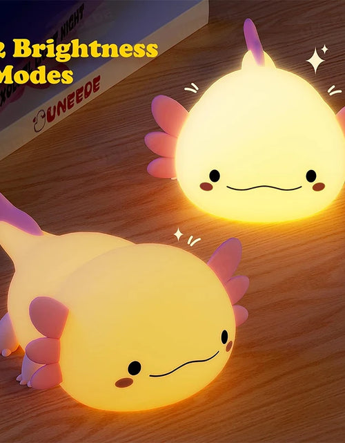 Load image into Gallery viewer, Cute Axolotl Night Light Silicone Nursery Sleeping Lamp Touch Control Nightlights USB Rechargeable Table Lamp for Baby Child
