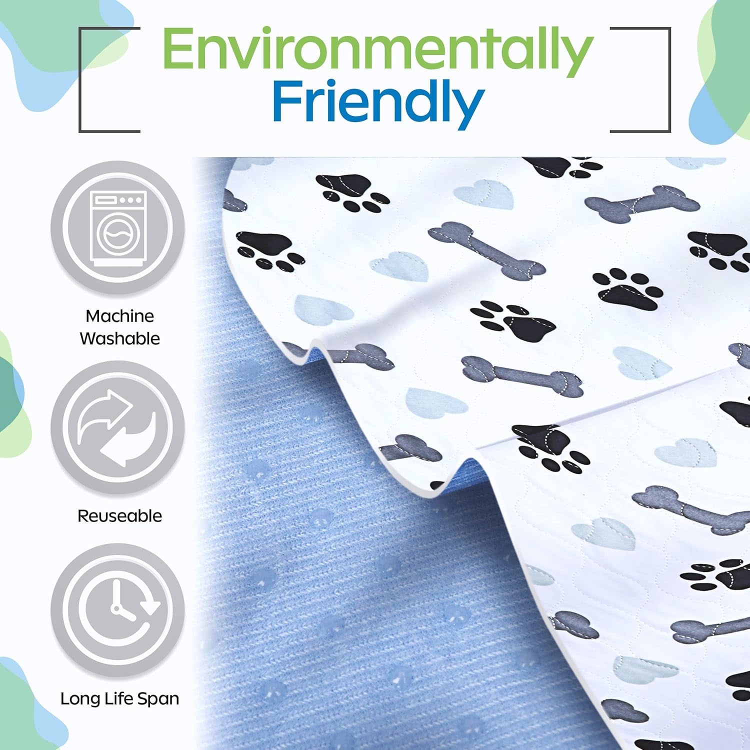 Washable Pee Pads for Dogs - Waterproof Reusable Puppy Pads with Anti-Slip Backing, Pet Training Pad for Puppy Playpen, Crate, Whelping Box, Potty Training (Pack of 6 - 30X34)