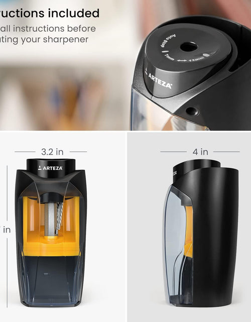 Load image into Gallery viewer, Electric Pencil Sharpener, Black, Fits 7–11-Mm Pencils, Auto-Stop, Office Supplies for Teachers, Students, Classrooms, and Art Studios
