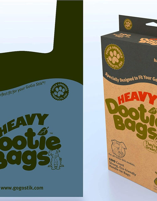 Load image into Gallery viewer, HEAVY Dootie Bags® VERY LARGE Dog and Cat Waste Poop Bags. 100 Count Strong Multi-Use, Leakproof with EZ Tie Handles and Gussets. Made with Corn Starch. Fits  and Swivel Bin Pooper Scoopers.
