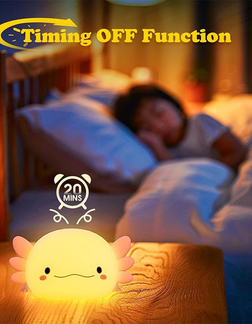 Load image into Gallery viewer, Cute Axolotl Night Light Silicone Nursery Sleeping Lamp Touch Control Nightlights USB Rechargeable Table Lamp for Baby Child

