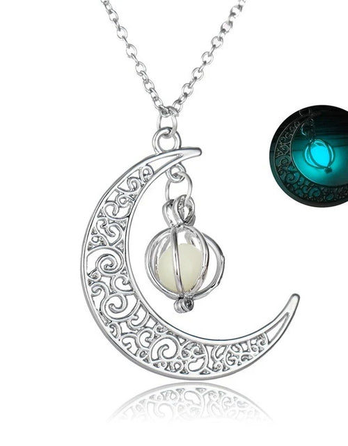 Load image into Gallery viewer, Fashion Moon Natural Glowing Stone Healing Necklace Women Gift Charm Luminous Pendant Necklace Jewelry
