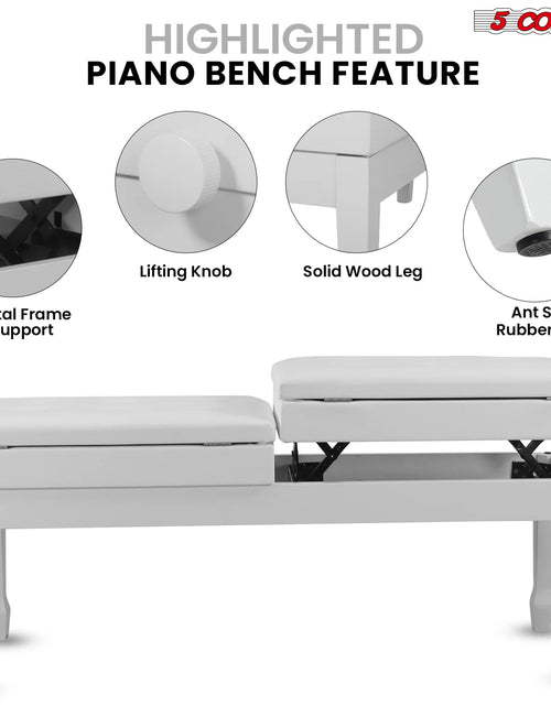 Load image into Gallery viewer, 5CORE Duet Piano Bench W Storage for Two Wooden Adjustable Keyboard Stool - Adults &amp; Kids
