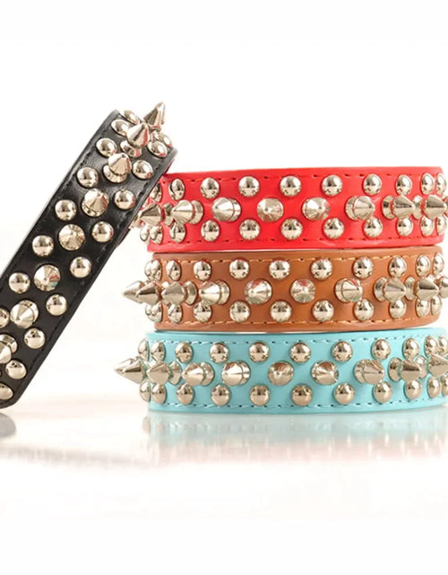 Load image into Gallery viewer, Spiked Studded Leather Dog Collar Rivets Pet Small Large Cat Pit Bull Adjustable
