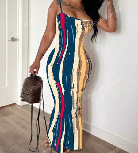 Woman's Summer Spaghetti Strip V Neck Dress