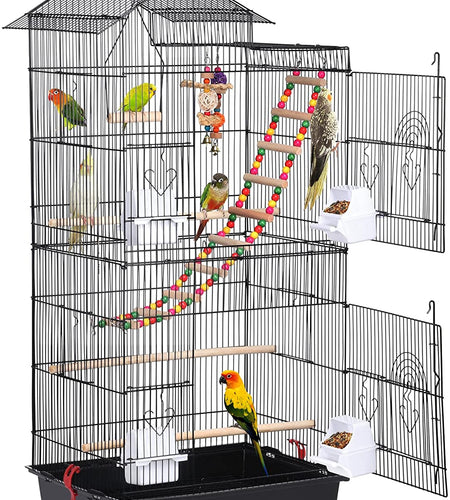 39-Inch Roof Top Large Flight Parrot Bird Cage for Small Quaker Parrot Cockatiel Sun Parakeet Green Cheek Conure Budgie Finch Lovebird Canary Pet Bird Cage W/Toys