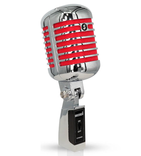 5Core Vintage Microphone Classic Dynamic Professional XLR Studio Retro Style Mic RED