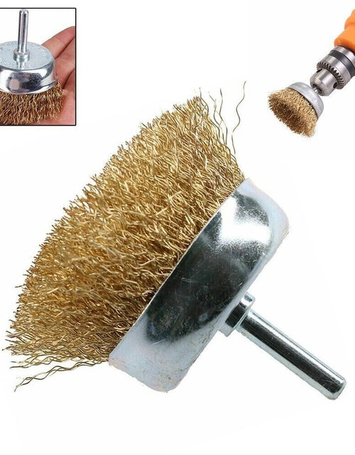 Load image into Gallery viewer, 2-Pack 3 Pcs Wire Brush Wheel Set Cup Drill Bit Rust Paint Attachment 1/4&quot; USA
