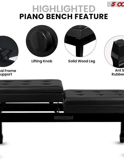 Load image into Gallery viewer, 5CORE Duet Piano Bench W Storage for Two Wooden Adjustable Keyboard Stool - Adults &amp; Kids
