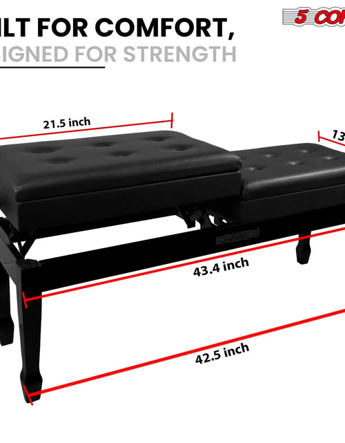 Load image into Gallery viewer, 5CORE Duet Piano Bench W Storage for Two Wooden Adjustable Keyboard Stool - Adults &amp; Kids

