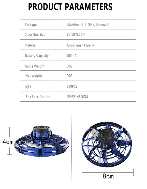 Load image into Gallery viewer, Flying Fidget Spinner Drone Ball UFO Stress Focus Hand Fun Toy LED Kids &amp; Adults
