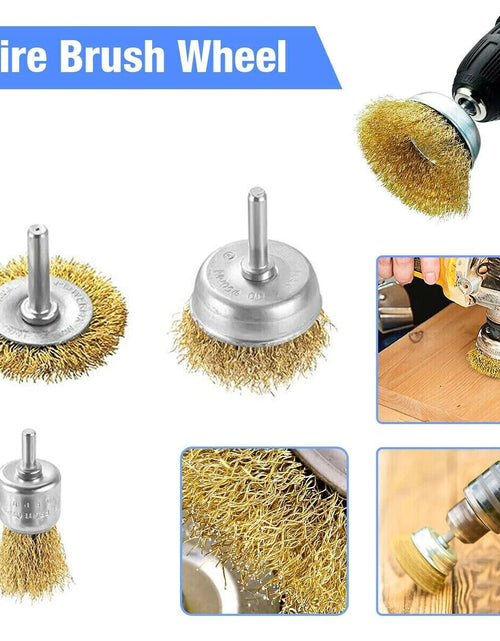 Load image into Gallery viewer, 2-Pack 3 Pcs Wire Brush Wheel Set Cup Drill Bit Rust Paint Attachment 1/4&quot; USA
