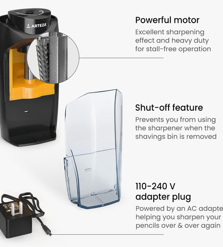 Electric Pencil Sharpener, Black, Fits 7–11-Mm Pencils, Auto-Stop, Office Supplies for Teachers, Students, Classrooms, and Art Studios