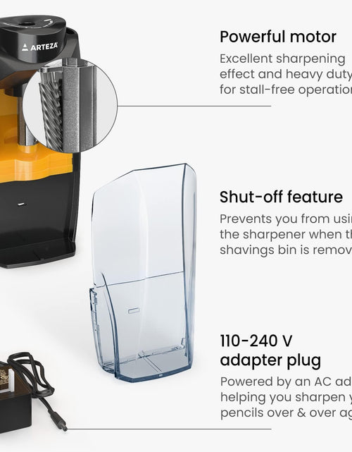 Load image into Gallery viewer, Electric Pencil Sharpener, Black, Fits 7–11-Mm Pencils, Auto-Stop, Office Supplies for Teachers, Students, Classrooms, and Art Studios
