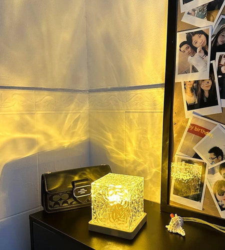 LED Water Ripple Ambient Night Light USB Rotating Projection Crystal Table Lamp RGB Dimmable Home Decoration 16 Color Gifts