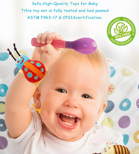Baby Rattles Toys for 0-12 Month, Infant Girl Boy Toys for Babies 3-6 Months, Newborn Hand & Foot Toys for 0 to 9 Months, Baby Shower Gifts Set with Wrist Rattle Socks