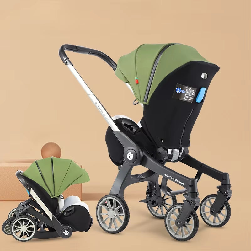 New Baby Stroller 4In1 Multifunctional Newborn Baby Carriage 3In1 Stroller Foldable Basket Type Seat