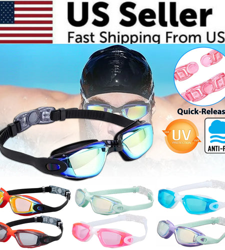 Clear Comfortable Swimming Goggles UV- Anti-Fog Swim Glasses Mirror Adult & Kids