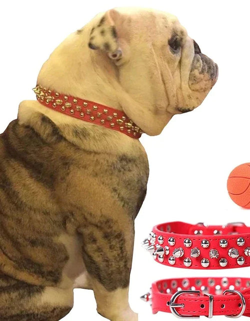 Load image into Gallery viewer, Spiked Studded Leather Dog Collar Rivets Pet Small Large Cat Pit Bull Adjustable
