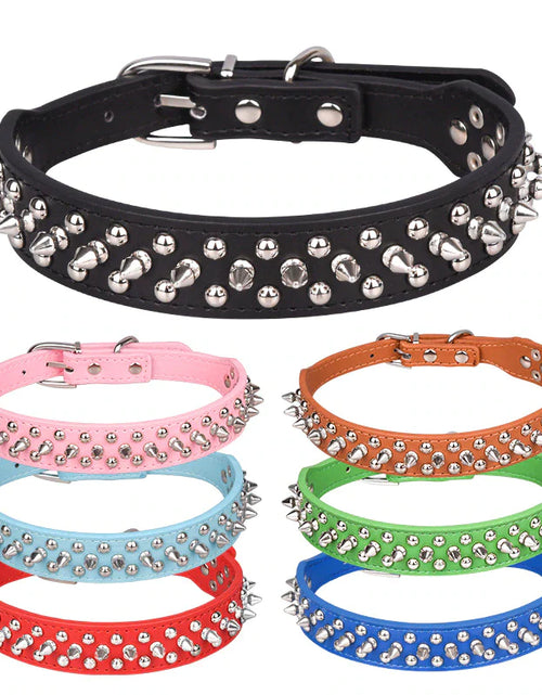 Load image into Gallery viewer, Spiked Studded Leather Dog Collar Rivets Pet Small Large Cat Pit Bull Adjustable
