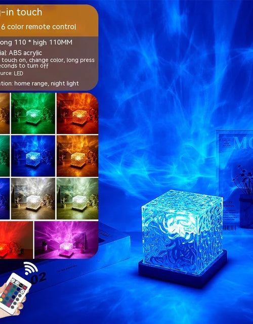 Load image into Gallery viewer, LED Water Ripple Ambient Night Light USB Rotating Projection Crystal Table Lamp RGB Dimmable Home Decoration 16 Color Gifts
