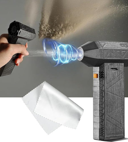 Jet Fan Dry Mini Blower Ultra-Powerful 130,000 RPM with a Rag– Versatile Turbo Jet Blower, and Compact with Extended Battery Life, Adjustable Airflow, 13 Precision Blades, and Fast Type-C Charging