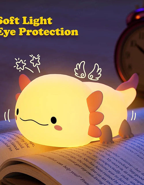 Load image into Gallery viewer, Cute Axolotl Night Light Silicone Nursery Sleeping Lamp Touch Control Nightlights USB Rechargeable Table Lamp for Baby Child
