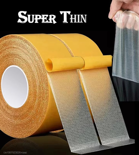 Super Thin Strong Fixation Double Sided Adhesive Tape Heavy Duty Translucent Mesh Waterproof Traceless Powerful Grid Carpet Tape