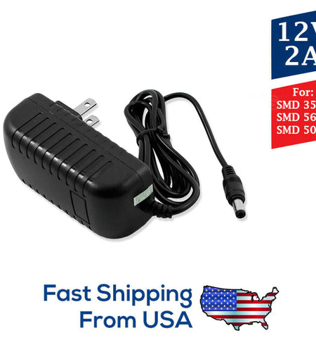 AC 100-240V to DC 12V 2A Power Supply Adapter Heavy-Duty LED Light Strip 24W SMD
