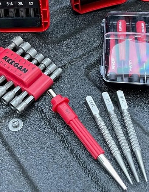 Load image into Gallery viewer, 4 Piece Nail Setter &amp; Center Punch Set 4&quot; Wood Metal Super Impact Resistance USA
