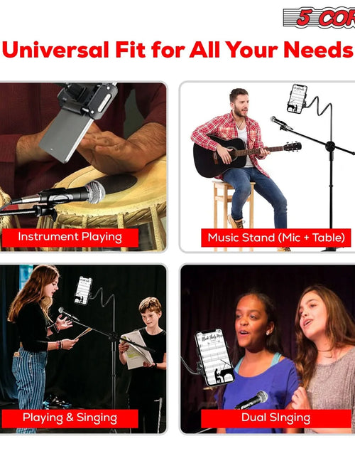 Load image into Gallery viewer, 5 Core Tripod Mic Stand W Phone Holder Height Adjustable Microphone Mount Stands
