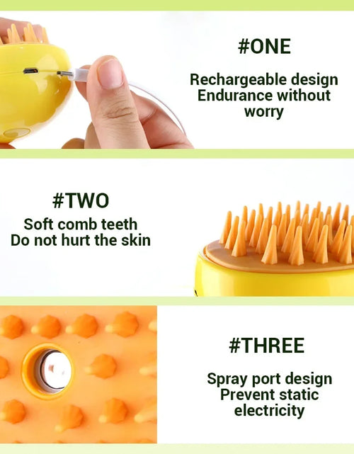 Load image into Gallery viewer, Cat Dog Steamy Brush Steam Brush Electric Sprayer for Massage Pet Grooming Tool Shedding 3 in 1 Electric Sprays Massage Combs
