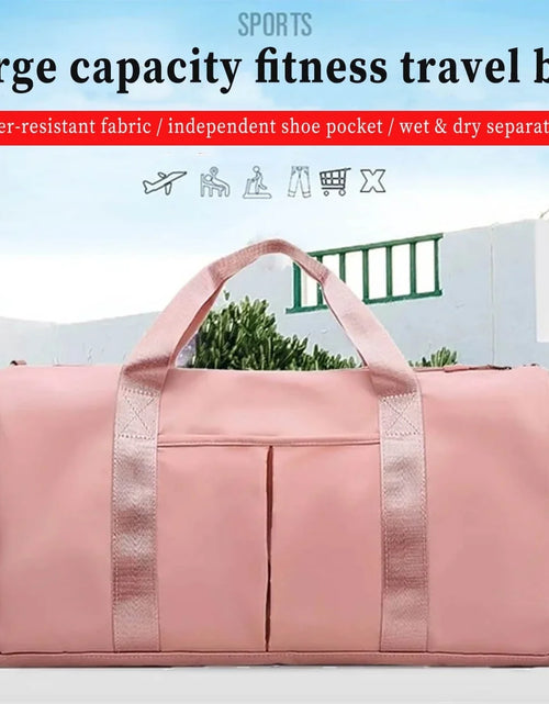 Load image into Gallery viewer, Gym Bag,Travel Duffel Bag ,Sport Gym Tote Bags Swimming Yoga,Waterproof Weekend Overnight Bag,Carry on Bag,Personal Item Travel Bag,Workout Dance Bag for Men &amp; Women,Pink
