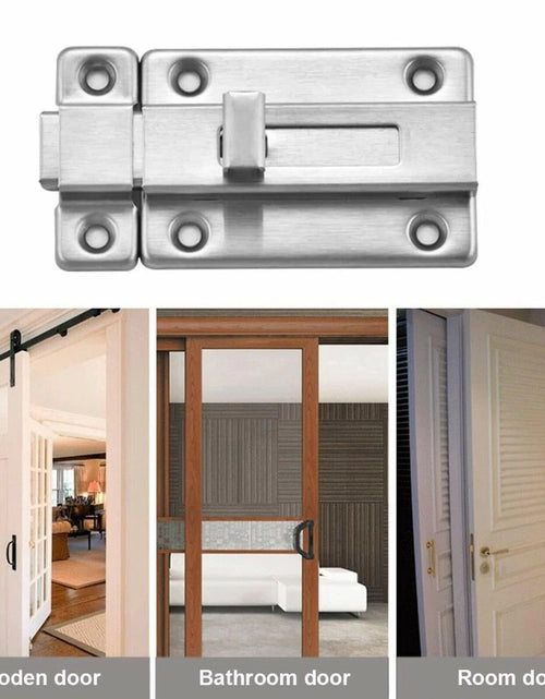 Load image into Gallery viewer, 2Pcs Stainless Steel Latch Sliding Silver Doors Lock Keyless Door Bolt for Doors
