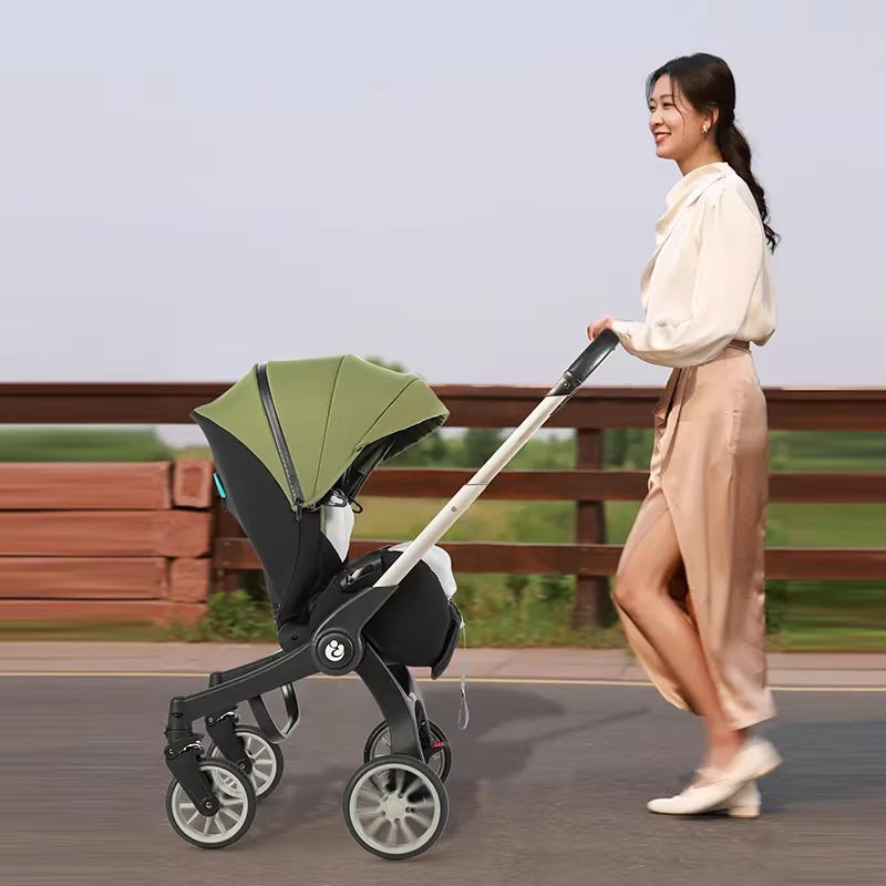New Baby Stroller 4In1 Multifunctional Newborn Baby Carriage 3In1 Stroller Foldable Basket Type Seat